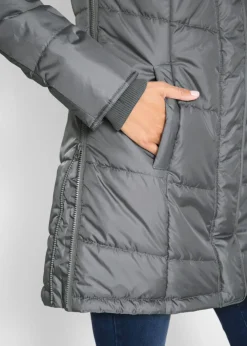 New Chaqueta larga guateada con cuello y capucha Mujer Chaquetas Y Abrigos