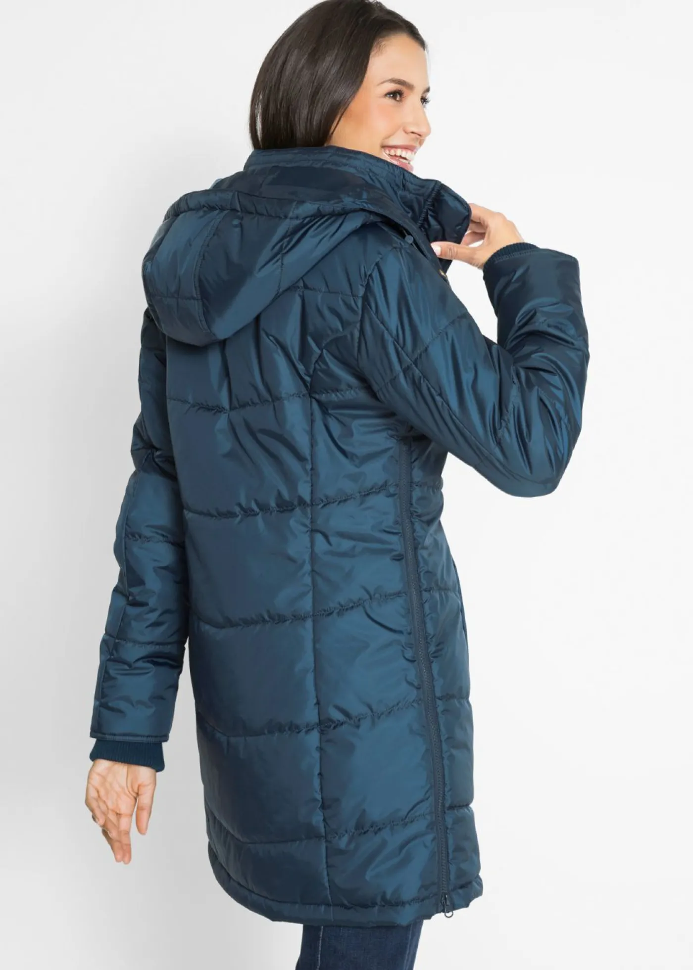 Outlet Chaqueta larga guateada con cuello y capucha Mujer Chaquetas Y Abrigos