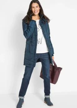 Outlet Chaqueta larga guateada con cuello y capucha Mujer Chaquetas Y Abrigos