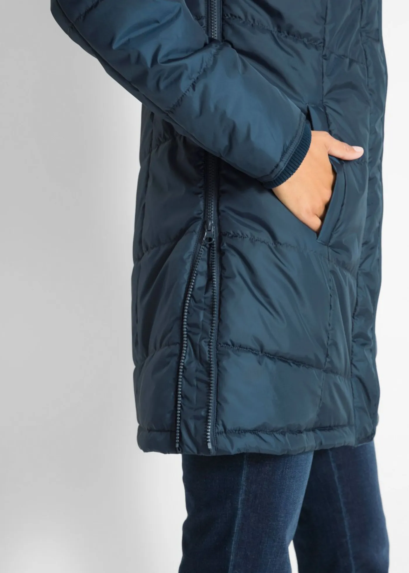 Outlet Chaqueta larga guateada con cuello y capucha Mujer Chaquetas Y Abrigos