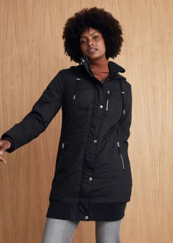 Outlet Chaqueta larga guateada con capucha Mujer Chaquetas Y Abrigos