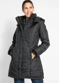Online Chaqueta larga guateada con cuello y capucha Mujer Chaquetas Y Abrigos