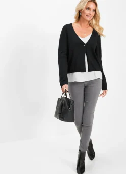 Online Chaqueta lisa de punto fino Mujer Jerséis|Ropa De Punto