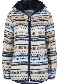 Online Chaqueta polar con capucha y estampado noruego Mujer Ropa Cómoda|Chaquetas Y Abrigos