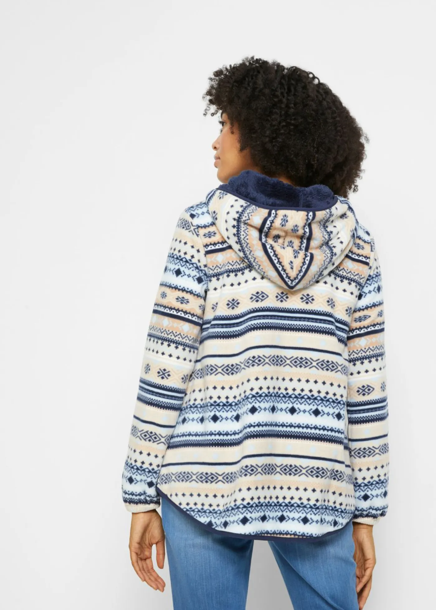 Online Chaqueta polar con capucha y estampado noruego Mujer Ropa Cómoda|Chaquetas Y Abrigos