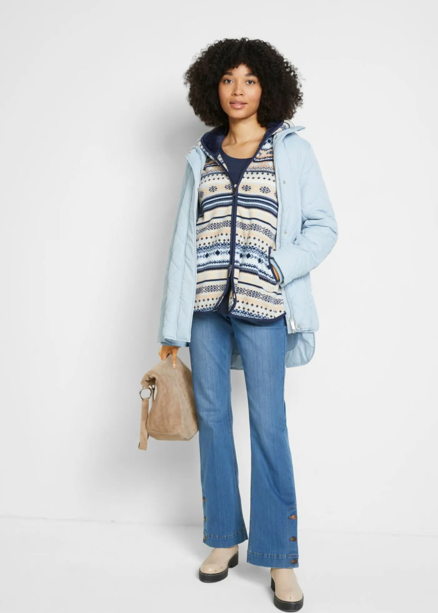 Online Chaqueta polar con capucha y estampado noruego Mujer Ropa Cómoda|Chaquetas Y Abrigos