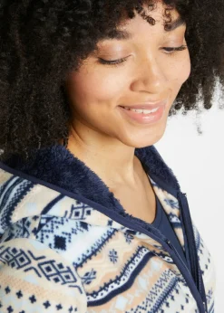 Online Chaqueta polar con capucha y estampado noruego Mujer Ropa Cómoda|Chaquetas Y Abrigos