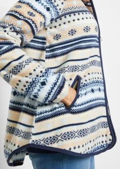 Online Chaqueta polar con capucha y estampado noruego Mujer Ropa Cómoda|Chaquetas Y Abrigos