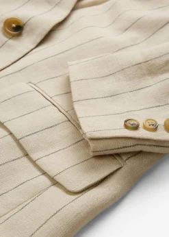 Outlet Chaqueta sin cuello de lino puro Mujer Premium|Blazers