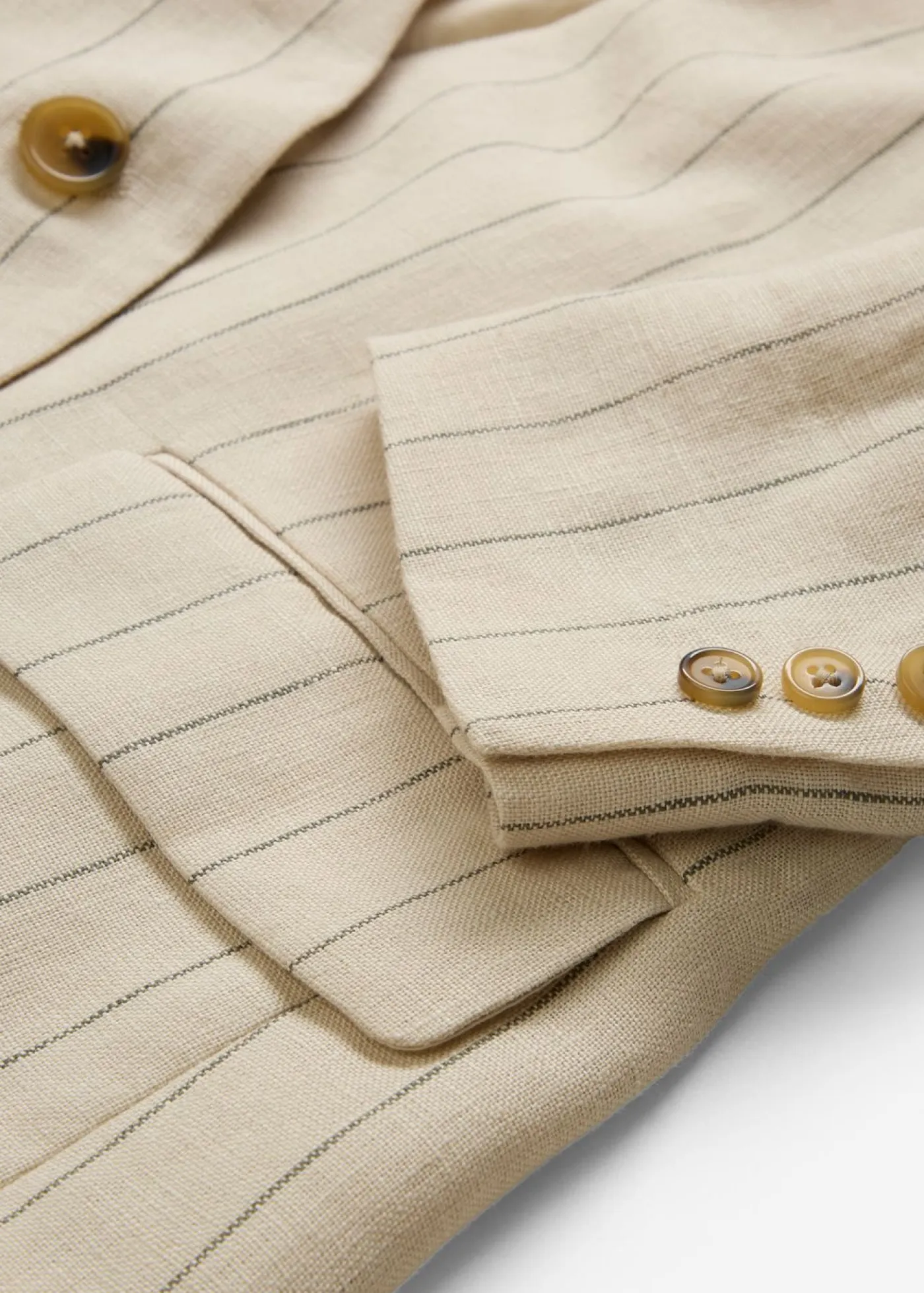 Outlet Chaqueta sin cuello de lino puro Mujer Premium|Blazers