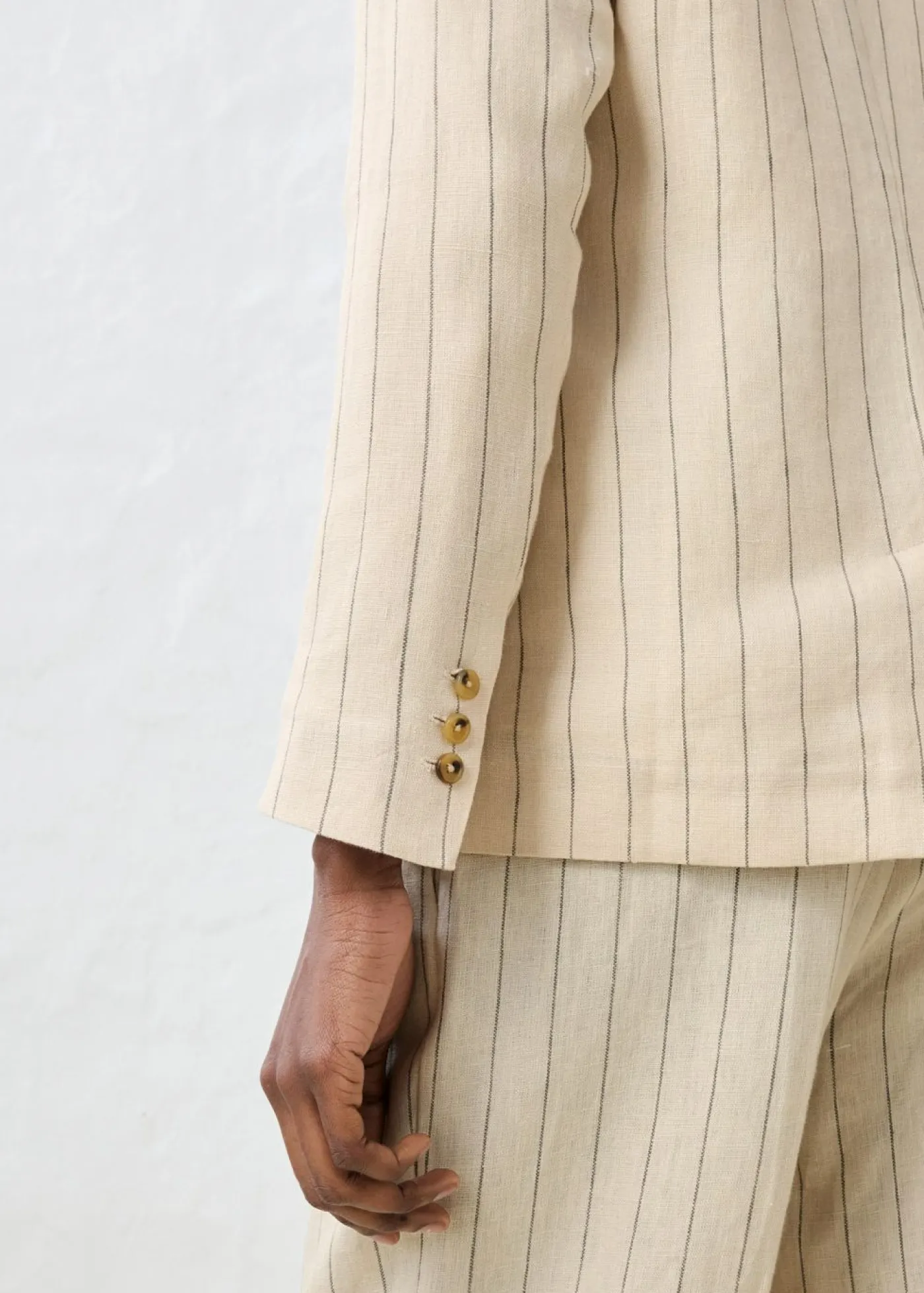 Outlet Chaqueta sin cuello de lino puro Mujer Premium|Blazers