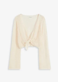Online Chaqueta transparente de punto ajour para la playa Mujer Ropa De Playa|Jerséis