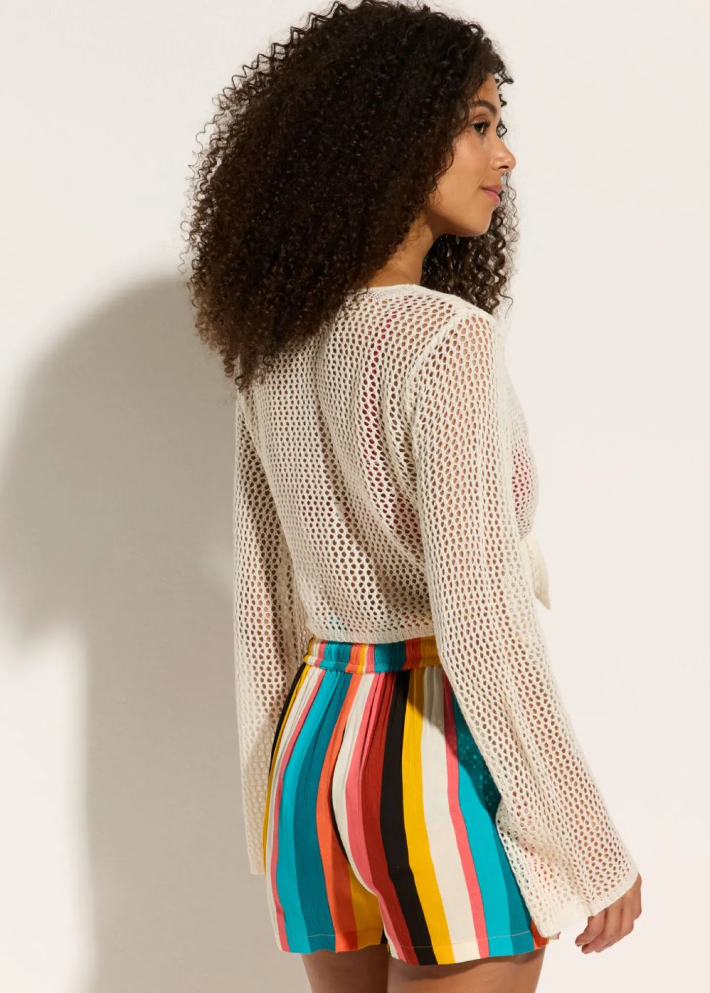 Online Chaqueta transparente de punto ajour para la playa Mujer Ropa De Playa|Jerséis