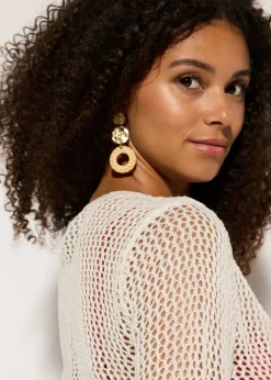 Online Chaqueta transparente de punto ajour para la playa Mujer Ropa De Playa|Jerséis
