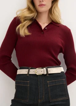 Online Cinturón de cuero con hebilla brillante Mujer Complementos Temáticos·Complementos De Piel|Cinturones