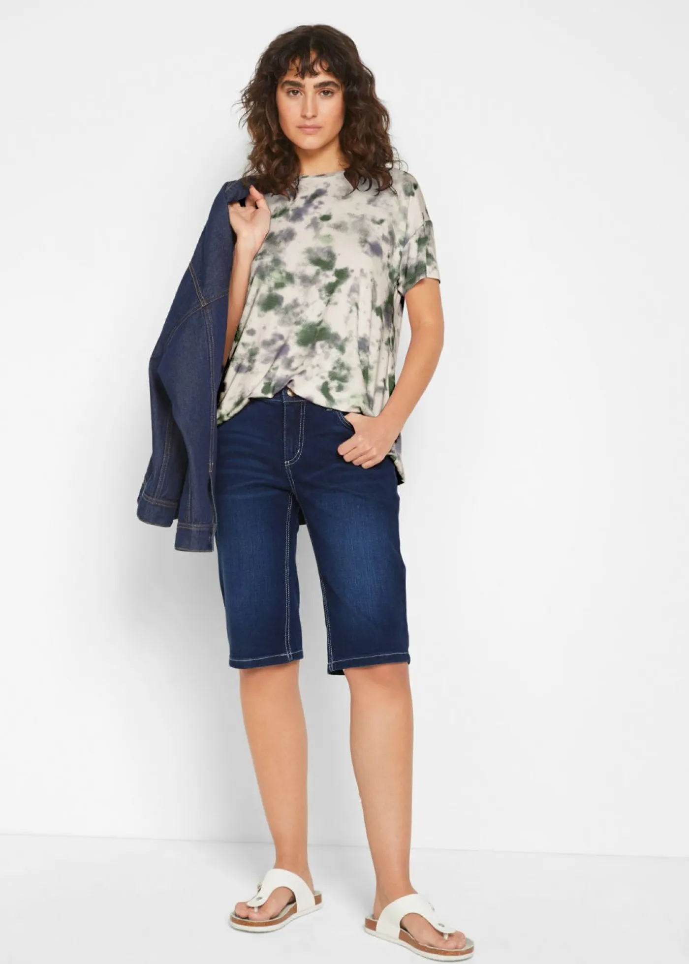 Clearance Cómoda bermuda vaquera elástica Mujer Vaqueros