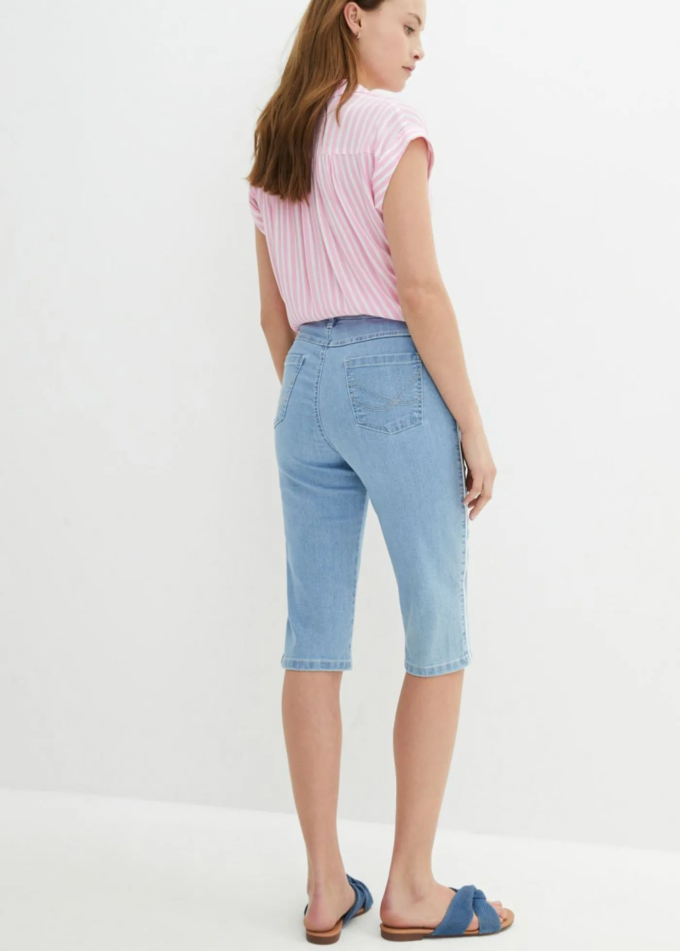 Clearance Cómodas bermudas vaqueras con elástico Mujer Shorts|Vaqueros