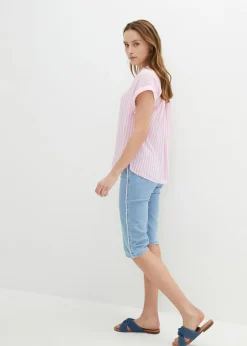 Clearance Cómodas bermudas vaqueras con elástico Mujer Shorts|Vaqueros