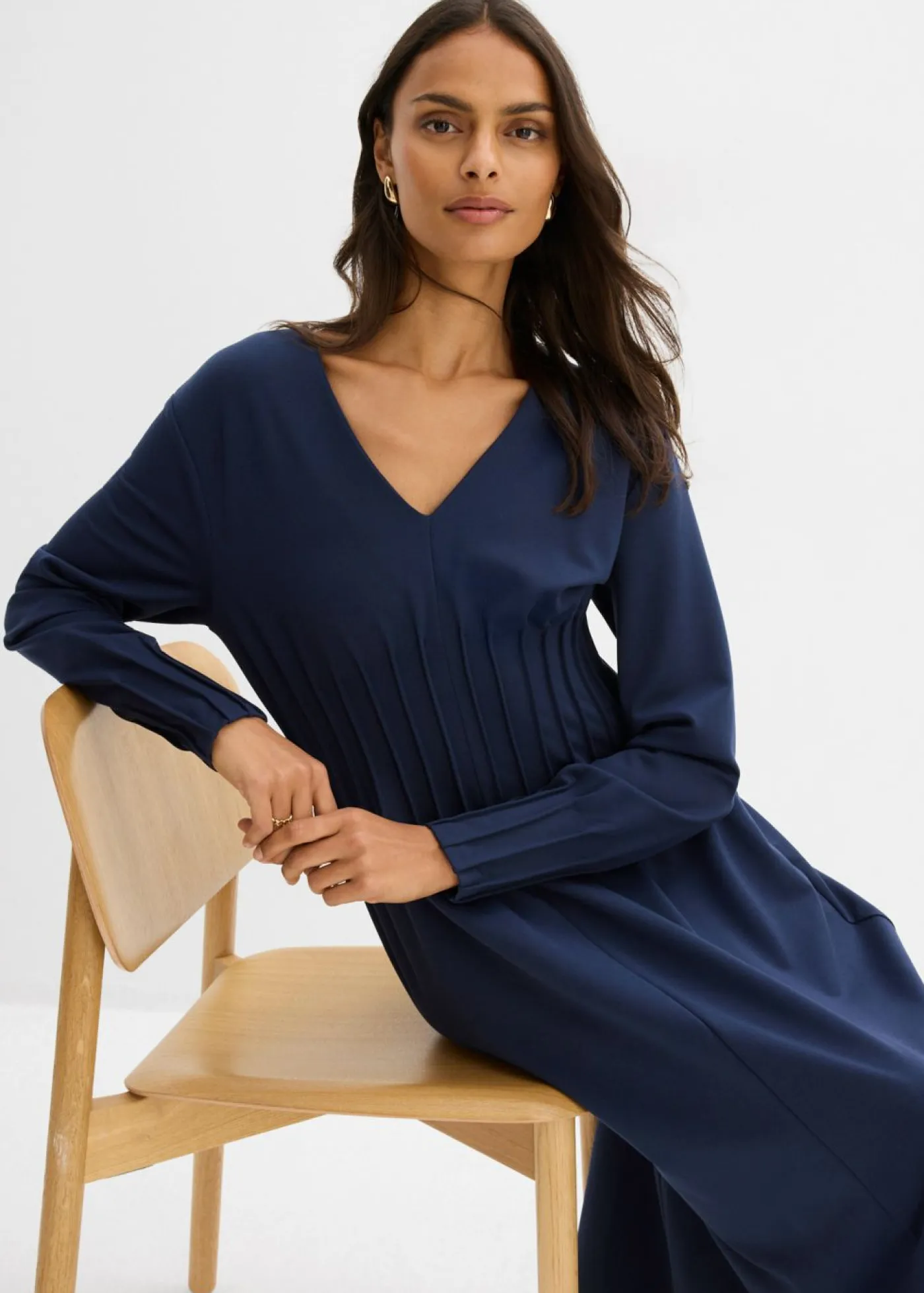 Discount Cómodo vestido de mezcla de viscosa con pinzas decorativas Mujer Esenciales|Vestidos