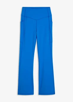 Cómodos leggings deportivos con bolsillo para móvil, corte acampanado y material de secado rápido Mujer Ropa Deportiva|Pantalones