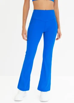 Cómodos leggings deportivos con bolsillo para móvil, corte acampanado y material de secado rápido Mujer Ropa Deportiva|Pantalones