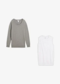 Best Conjunto 3 en 1 compuesto por jersey premamá y top de lactancia de punto de algodón Mujer Premamá