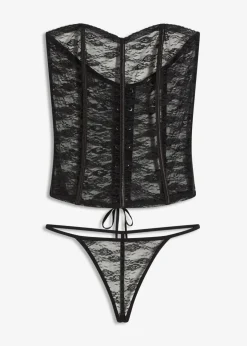 Best Corsé + tanga de encaje (2 piezas) Mujer Lencería Sexy