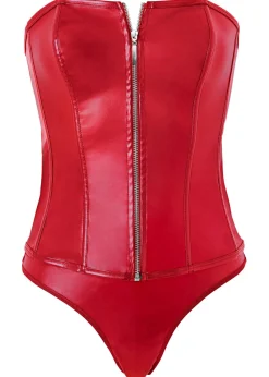 Corsé + tanga de piel sintética (conjunto de 2 piezas) Mujer Corsés|Lencería