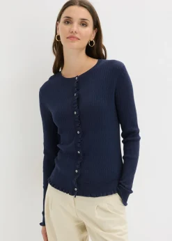Online Cárdigan de ajour de mezcla de algodón Mujer Jerséis|Novedades