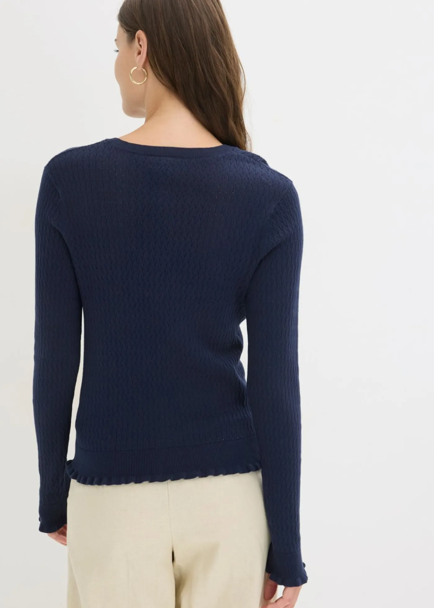 Online Cárdigan de ajour de mezcla de algodón Mujer Jerséis|Novedades