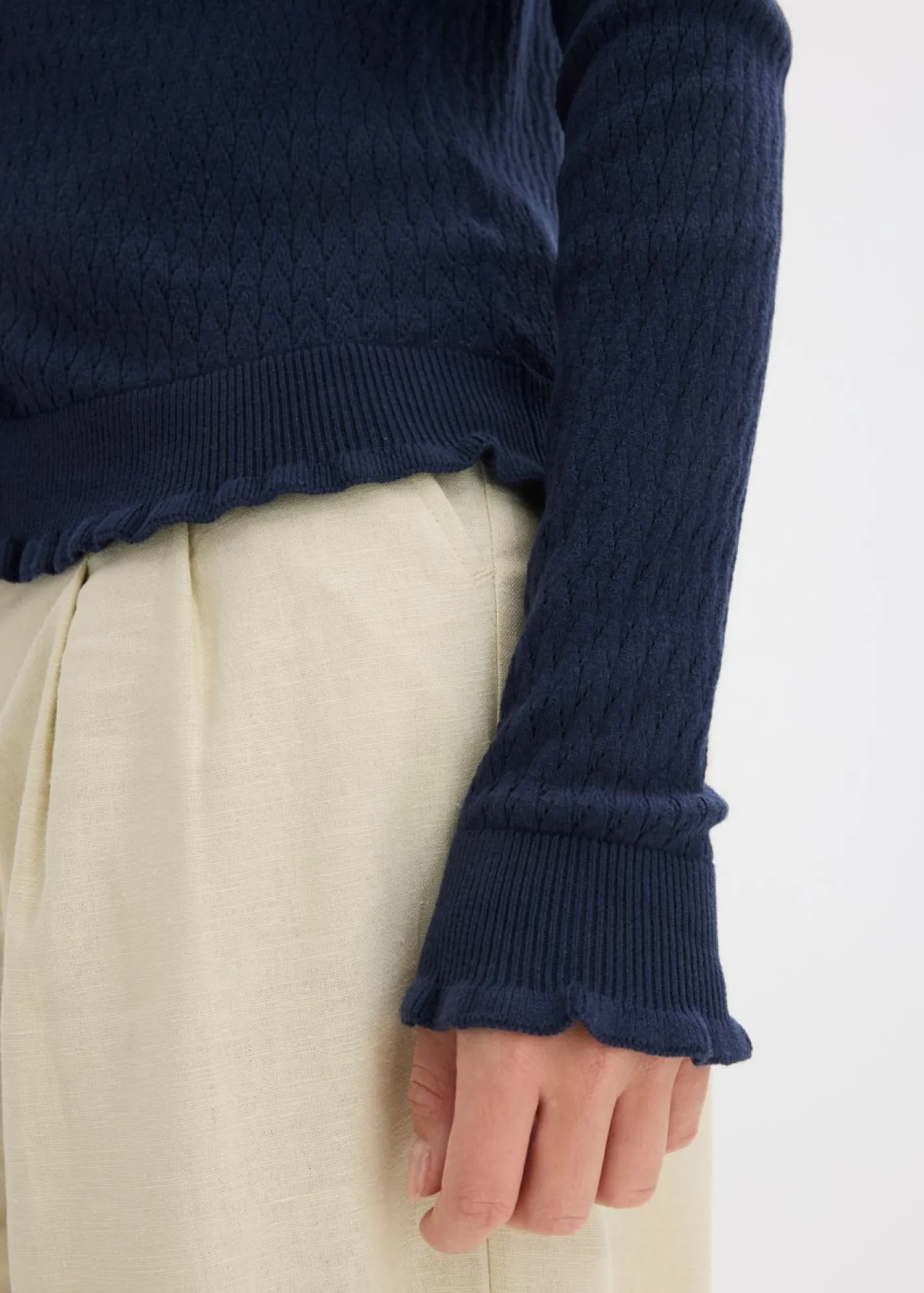 Online Cárdigan de ajour de mezcla de algodón Mujer Jerséis|Novedades