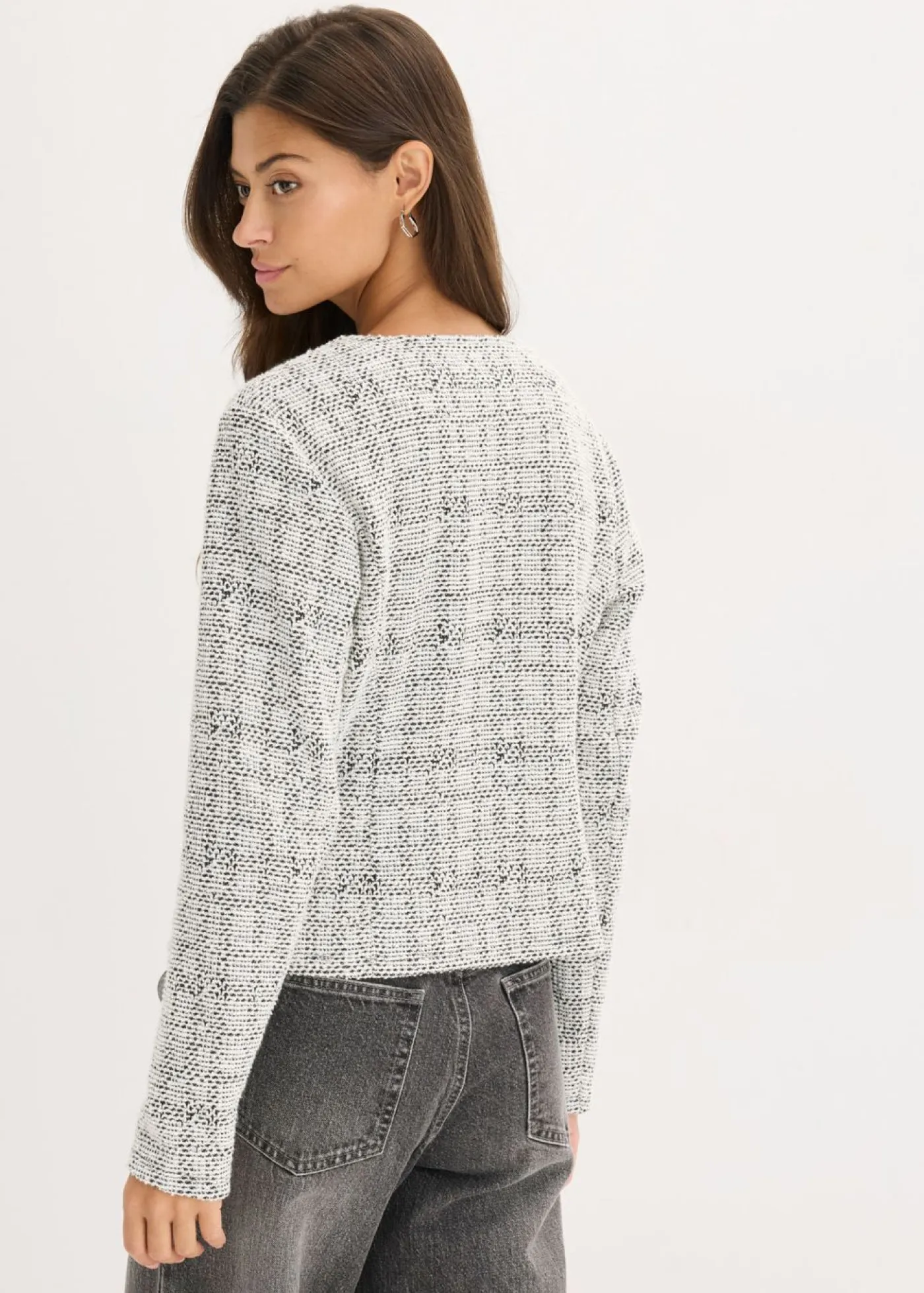 New Cárdigan de bouclé de algodón Mujer Jerséis|Ropa De Punto