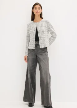 New Cárdigan de bouclé de algodón Mujer Jerséis|Ropa De Punto