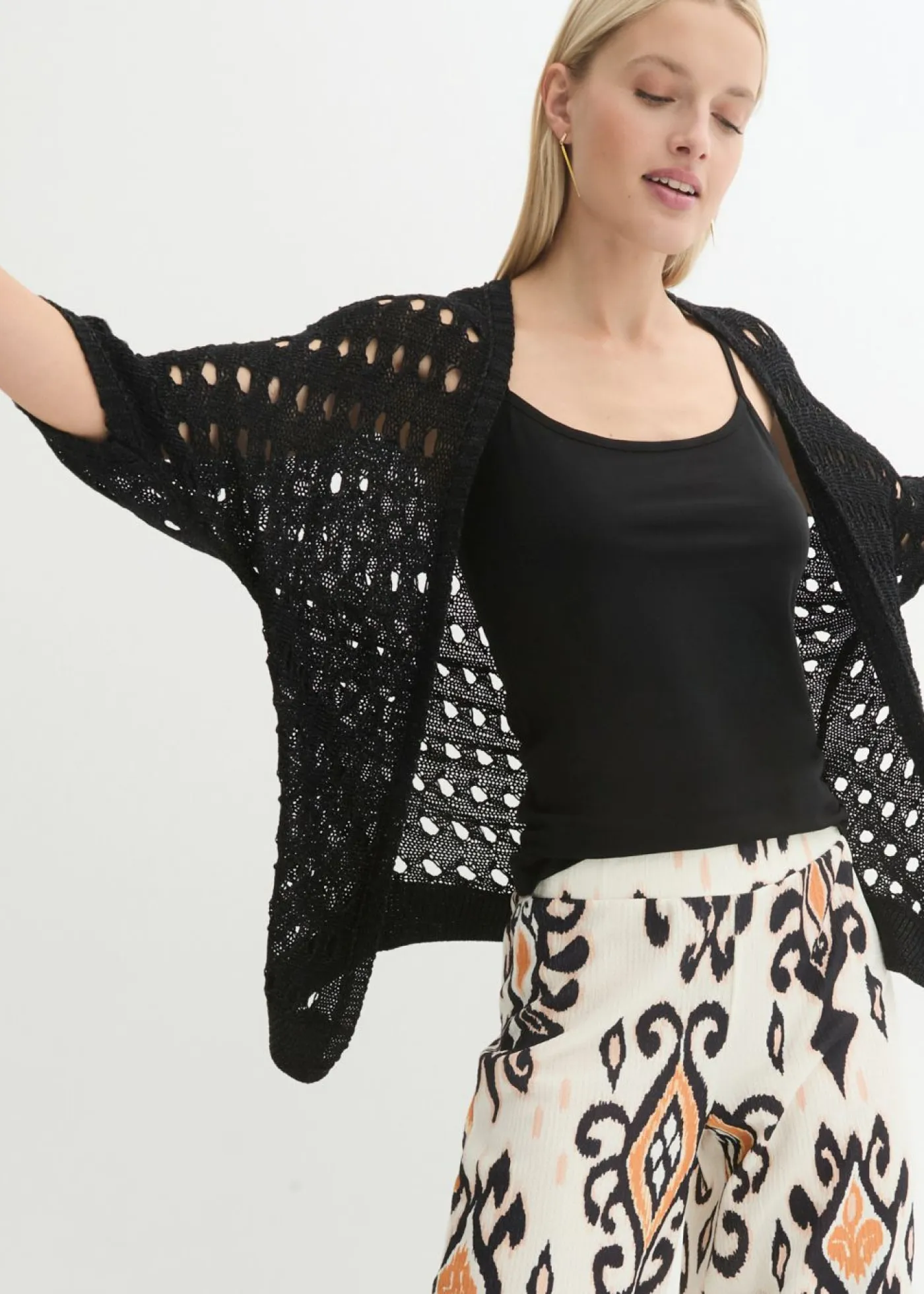 Online Cárdigan de punto ajour con hilo brillante Mujer Jerséis|Ropa De Punto