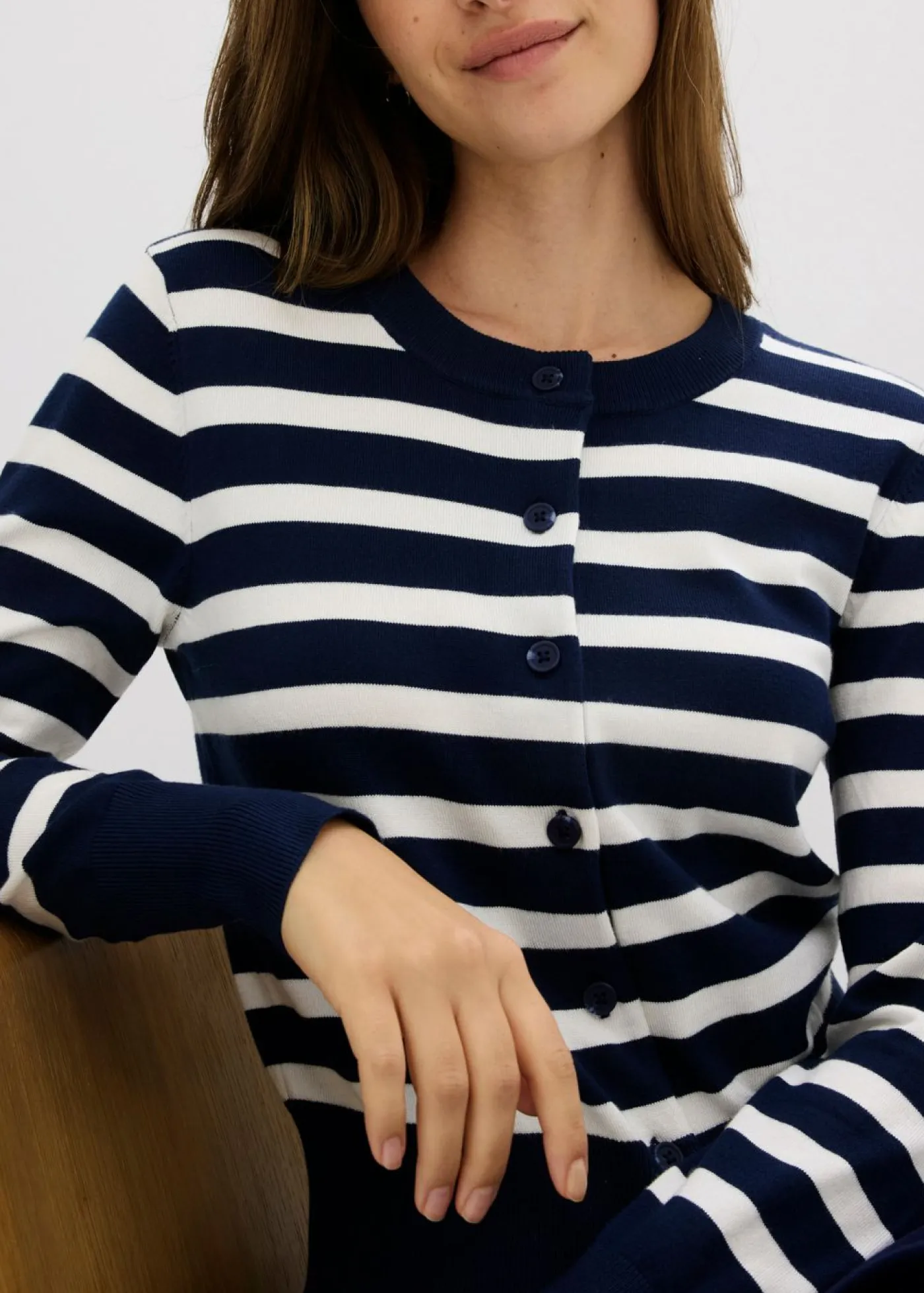 Online Cárdigan de punto fino con rayas Mujer Jerséis|Ropa De Punto