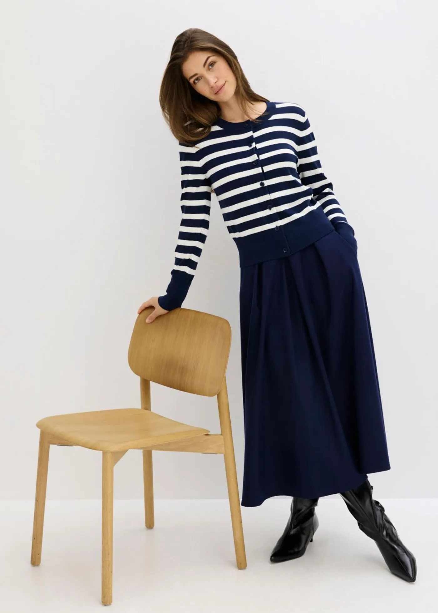 Online Cárdigan de punto fino con rayas Mujer Jerséis|Ropa De Punto