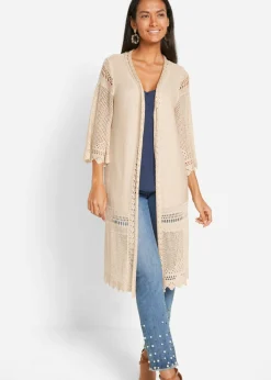 Best Cárdigan largo de ajour Mujer Jerséis|Ropa De Punto