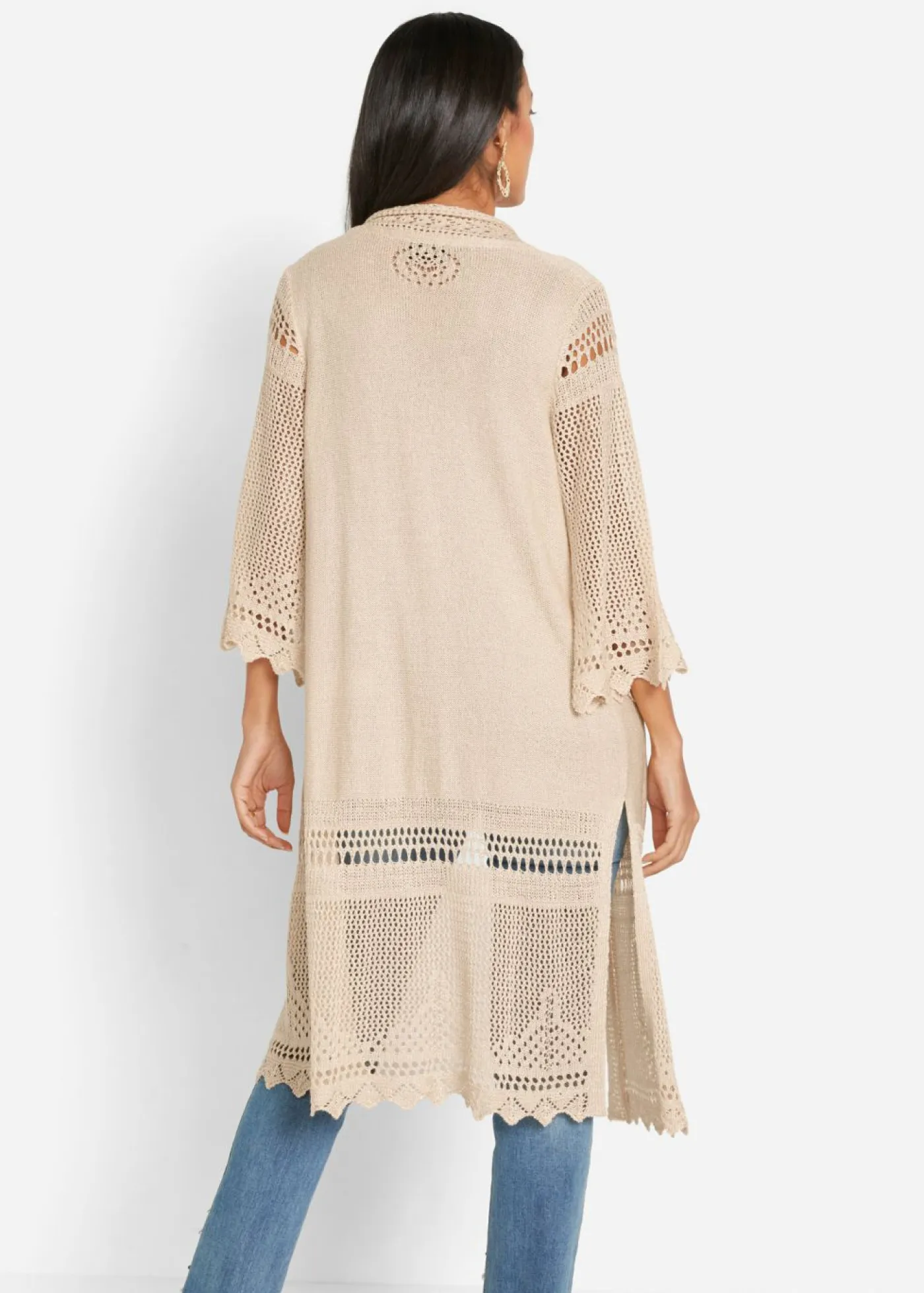 Best Cárdigan largo de ajour Mujer Jerséis|Ropa De Punto