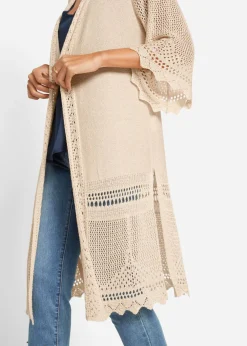 Best Cárdigan largo de ajour Mujer Jerséis|Ropa De Punto