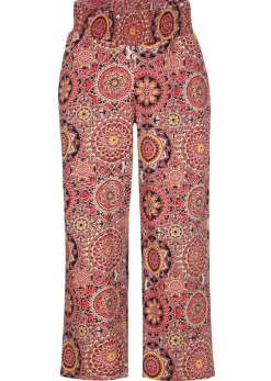 Clearance Culotte ancho capri de punto con cinturilla ancha de nido de abeja Mujer Pantalones