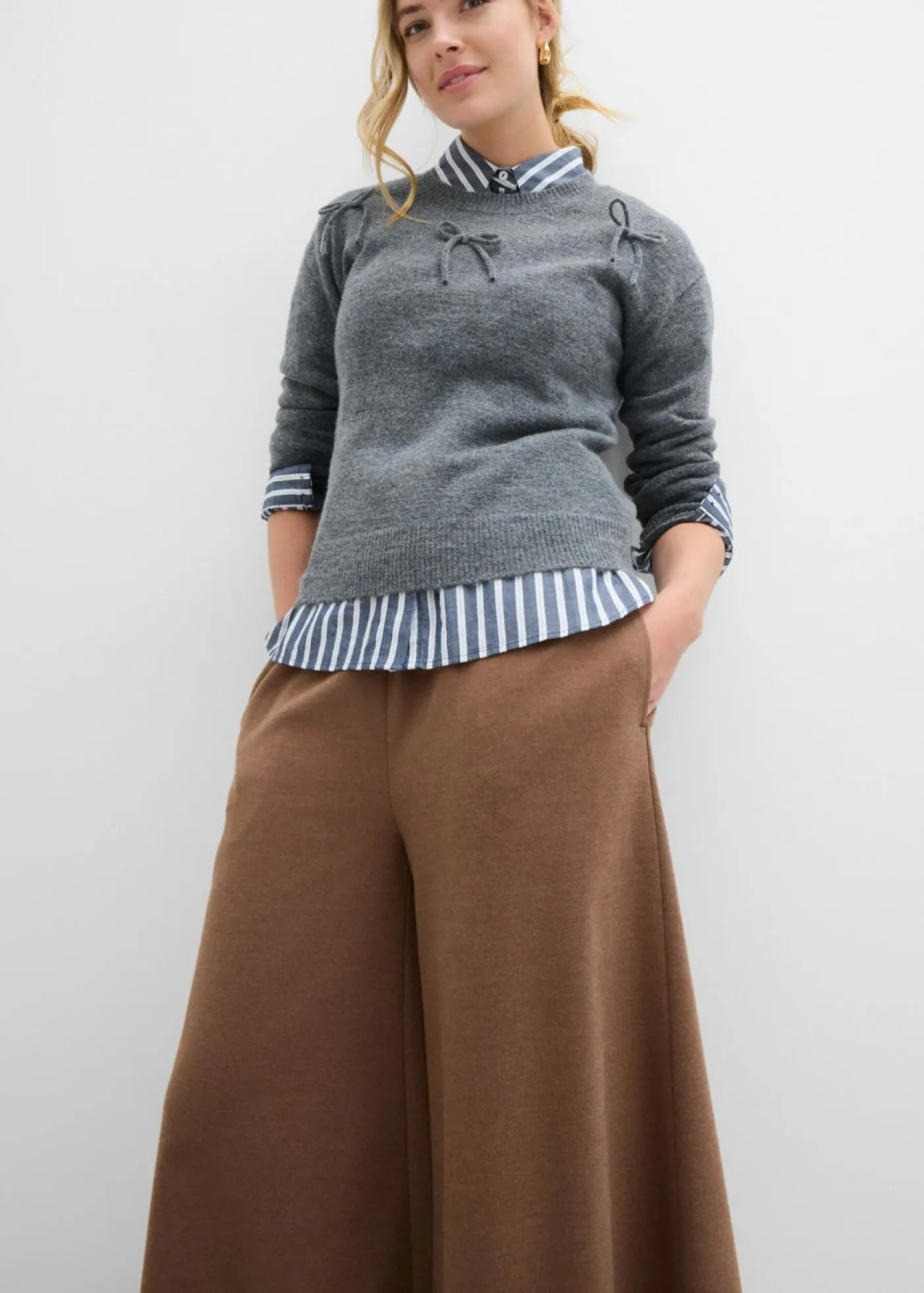 New Culotte con aspecto de lana Mujer Pantalones