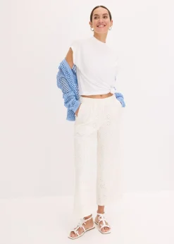 Best Culotte con bordado calado Mujer Pantalones