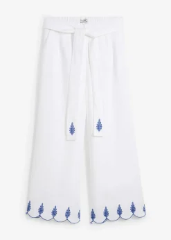 Hot Culotte de lino con cinturón (conjunto de 2 piezas) Mujer Premium|Pantalones