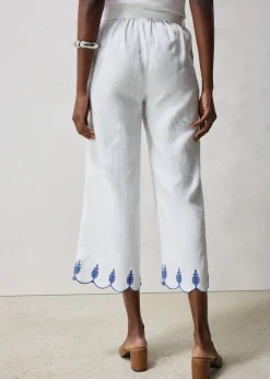 Hot Culotte de lino con cinturón (conjunto de 2 piezas) Mujer Premium|Pantalones