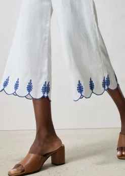 Hot Culotte de lino con cinturón (conjunto de 2 piezas) Mujer Premium|Pantalones