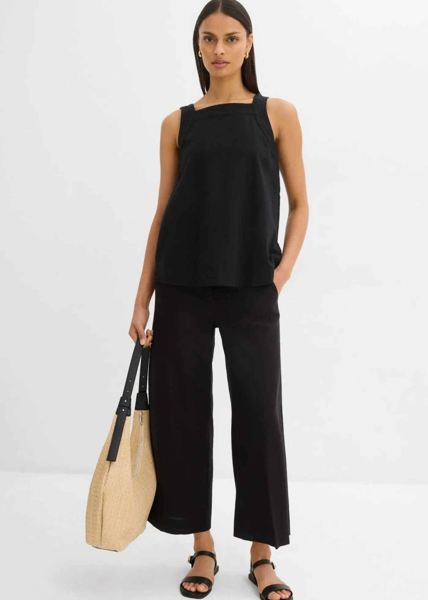 Best Culotte de mezcla de viscosa con cinturilla elástica Mujer Esenciales|Pantalones