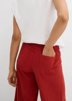 Sale Culotte de mezcla de viscosa con cinturilla elástica Mujer Esenciales|Pantalones