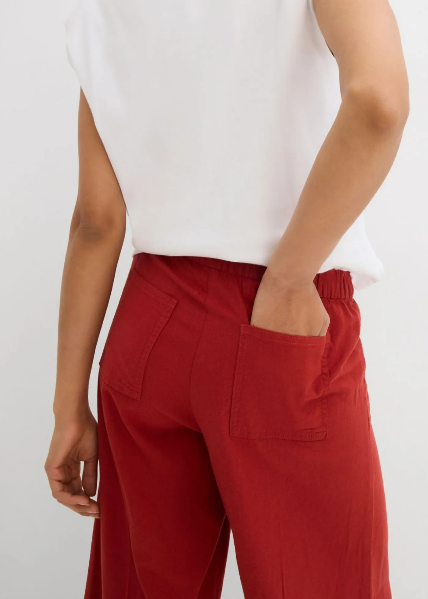 Sale Culotte de mezcla de viscosa con cinturilla elástica Mujer Esenciales|Pantalones