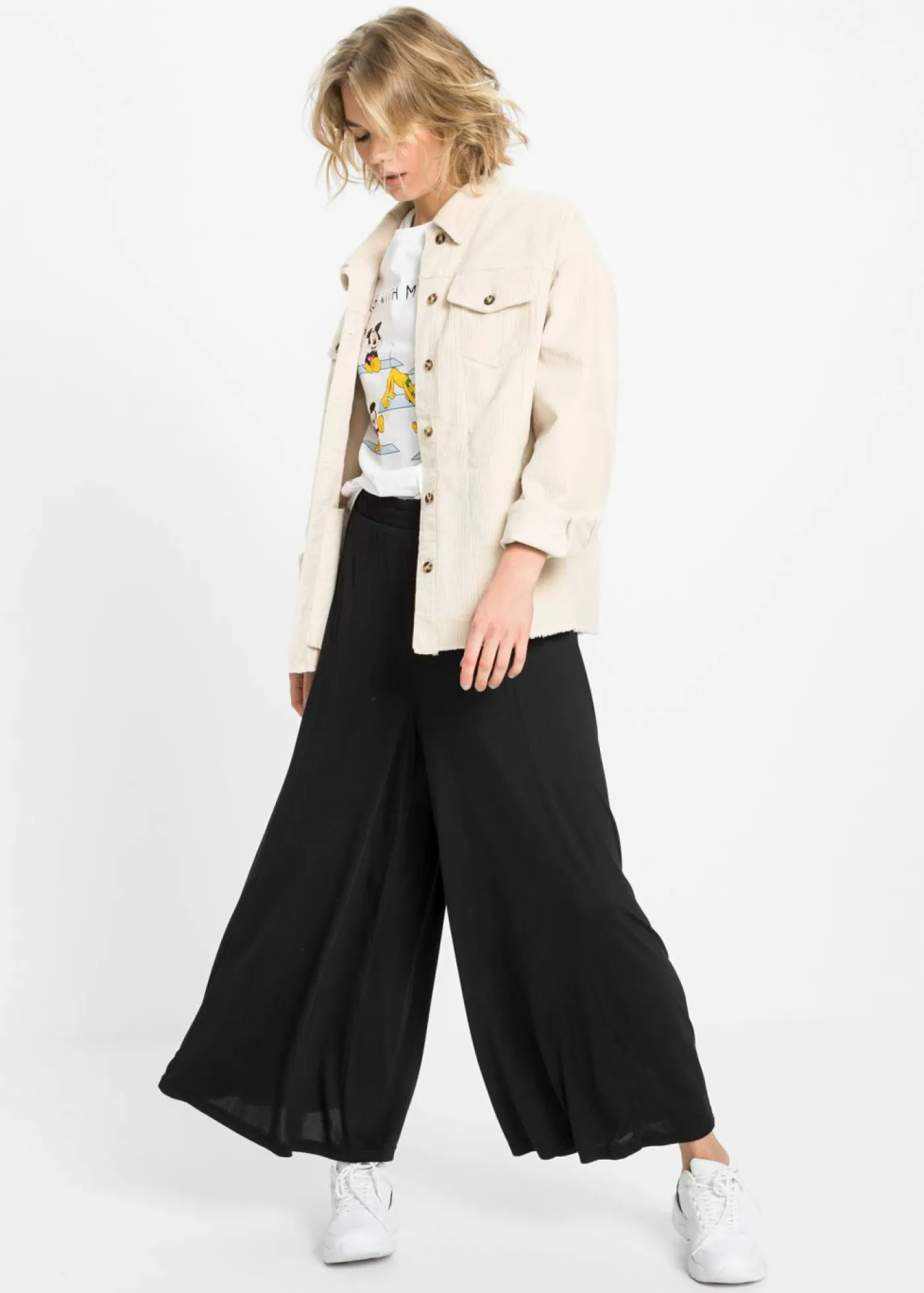 Best Culotte de punto con pierna ancha Mujer Pantalones|Novedades