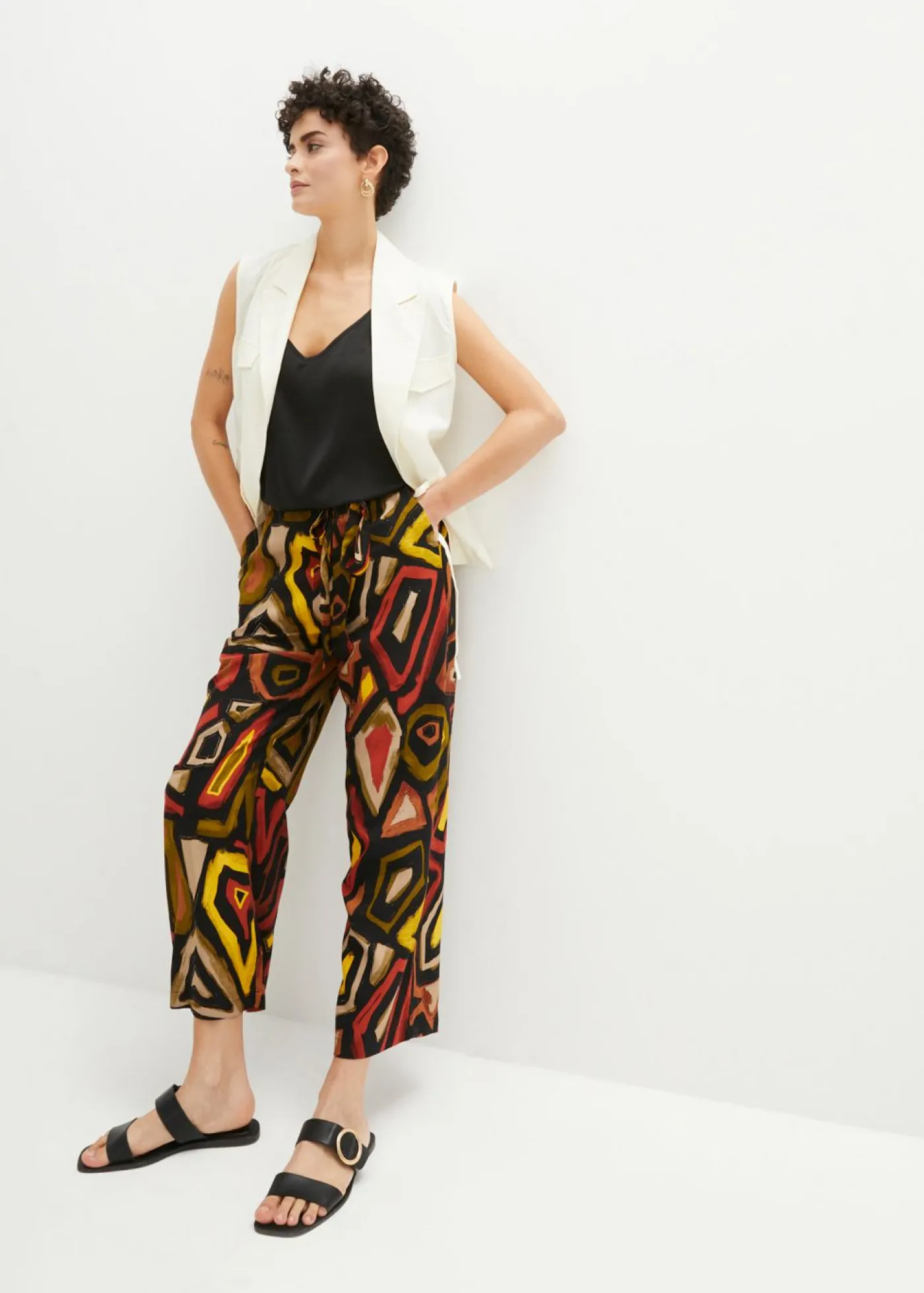 Online Culotte de viscosa fluida Mujer Pantalones|Novedades